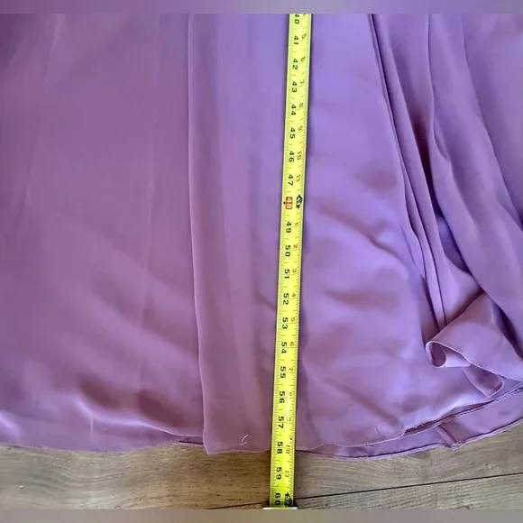 Azazie Dusty Rose Chiffon Bridesmaid Dress Pleated V Neck Maxi Small - Picture 5 of 6